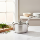 Mauviel M'Pure Sauce Pan With Glass Lid, Cast Stainless Steel Onyx Handle