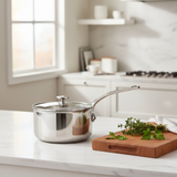 Mauviel M'Pure Sauce Pan With Glass Lid, Cast Stainless Steel Onyx Handle