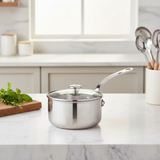 Mauviel M'Pure Sauce Pan With Glass Lid, Cast Stainless Steel Onyx Handle