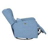 3-in-1 Wingback Swivel Chair Power Recliner, Light Blue