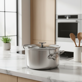 Mauviel M'Pure Stew Pan With Glass Lid, Cast Stainless Steel Onyx Handles, 6.1-Qt