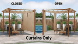 PURPLE LEAF Outdoor Retractable Pergola with Sun Shade Canopy In Natural Wood Grain Frame With Curtains