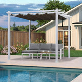 PURPLE LEAF Outdoor Retractable Pergola with Sun Shade Canopy Cover White Patio Metal Shelter for Garden Pavilion Grill Gazebo Grape Trellis Pergola