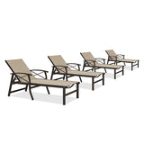 PURPLE LEAF Outdoor Chaise Lounge Chair Patio Pool Lounger Aluminum Chairs with Side Table and Wheels Adjustable Tanning Recliner with Armrests for Outside Backyard Deck Beach