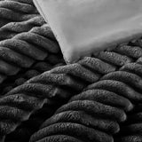 300GSM Fluffy Ribbed Plush Comforter Set,Grey Ombre