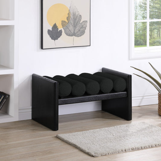 Waverly Contemporary Bench with Solid Wood Frame and Stylish Cushion Rolls for Modern Living Spaces