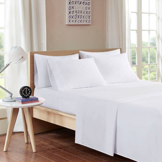Sheet Set with Side Storage Pockets, White