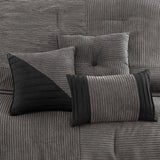 7 Piece Micro Corduroy Comforter Set, Grey