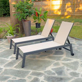 PURPLE LEAF Outdoor Aluminum Chaise Lounge with Wheels and Side Table for Outdoor Backyard Poolside