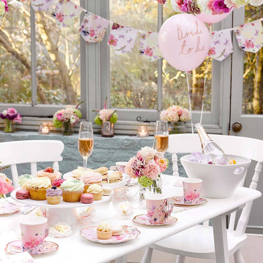 Floral Paper Cup & Saucer Set, 24 Piece Tea Party