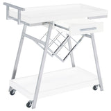 Kinney 1-drawer Engineered Wood Bar Cart White High Gloss