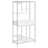 Figueroa 5-shelf LED Wine Storage Bar Cabinet White High Gloss