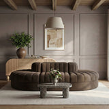 Rummi - Oval Velvet Performance Fabric Upholstered 6 Piece Modular Sectional