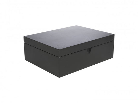 Tea box Bamboo with 4 canisters and tea measuring spoon, black