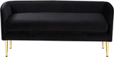 Audrey Contemporary Velvet Bench with Golden Legs – Stylish Seating for Modern Homes and Spaces