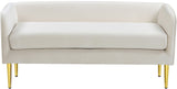 Audrey Contemporary Velvet Bench with Golden Legs – Stylish Seating for Modern Homes and Spaces