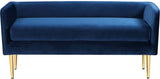 Audrey Contemporary Velvet Bench with Golden Legs – Stylish Seating for Modern Homes and Spaces