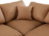 Comfy Modular Sectional Sofa - Luxurious Vegan Leather Design with Overstuffed Cushions for Comfort