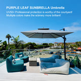 PURPLE LEAF SUNBRELLA Cantilever Umbrella Grey Aluminum Patio Umbrella