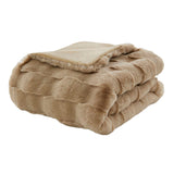 Faux Fur Velvet Throw Blanket 50x60", Tan