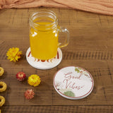Boho Ceramic Coaster Set of 6 with Holder