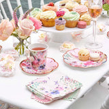 Floral Paper Cup & Saucer Set, 24 Piece Tea Party