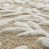 Dimensional Leaf Cotton Tufted Anti-Skid Bath Rug, Taupe