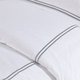 Cotton Sateen Luxury Comforter/Duvet Cover Set, White/Gray