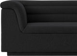Cascade Chair - Modern Boucle Fabric Seating with Curved Arms and Deep Channel Tufting for Comfort