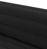 Cascade Chair - Modern Boucle Fabric Seating with Curved Arms and Deep Channel Tufting for Comfort