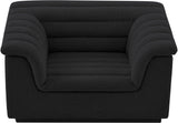 Cascade Chair - Modern Boucle Fabric Seating with Curved Arms and Deep Channel Tufting for Comfort