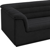 Cascade Chair - Modern Boucle Fabric Seating with Curved Arms and Deep Channel Tufting for Comfort
