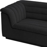 Cascade Boucle Fabric Sofa - Modern Elegance with Curved Arms and Deep Channel Tufting for Comfort