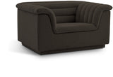 Cascade Chair - Modern Boucle Fabric Seating with Curved Arms and Deep Channel Tufting for Comfort