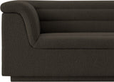Cascade Chair - Modern Boucle Fabric Seating with Curved Arms and Deep Channel Tufting for Comfort