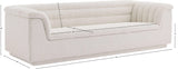 Cascade Boucle Fabric Sofa - Modern Elegance with Curved Arms and Deep Channel Tufting for Comfort