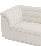 Cascade Boucle Fabric Sofa - Modern Elegance with Curved Arms and Deep Channel Tufting for Comfort