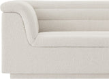 Cascade Boucle Fabric Sofa - Modern Elegance with Curved Arms and Deep Channel Tufting for Comfort