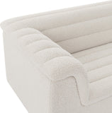 Cascade Boucle Fabric Sofa - Modern Elegance with Curved Arms and Deep Channel Tufting for Comfort