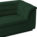 Cascade Chair - Modern Boucle Fabric Seating with Curved Arms and Deep Channel Tufting for Comfort