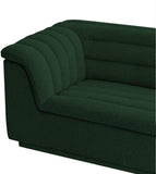 Cascade Boucle Fabric Sofa - Modern Elegance with Curved Arms and Deep Channel Tufting for Comfort