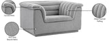 Cascade Chair - Modern Boucle Fabric Seating with Curved Arms and Deep Channel Tufting for Comfort