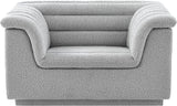 Cascade Chair - Modern Boucle Fabric Seating with Curved Arms and Deep Channel Tufting for Comfort