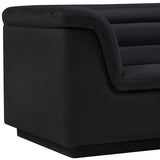 Cascade Chair - Modern Boucle Fabric Seating with Curved Arms and Deep Channel Tufting for Comfort