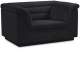 Cascade Chair - Modern Boucle Fabric Seating with Curved Arms and Deep Channel Tufting for Comfort