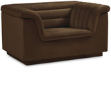 Cascade Chair - Modern Boucle Fabric Seating with Curved Arms and Deep Channel Tufting for Comfort
