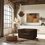 Cascade Chair - Modern Boucle Fabric Seating with Curved Arms and Deep Channel Tufting for Comfort