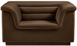 Cascade Chair - Modern Boucle Fabric Seating with Curved Arms and Deep Channel Tufting for Comfort