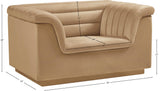 Cascade Chair - Modern Boucle Fabric Seating with Curved Arms and Deep Channel Tufting for Comfort