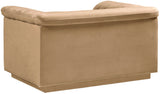 Cascade Chair - Modern Boucle Fabric Seating with Curved Arms and Deep Channel Tufting for Comfort